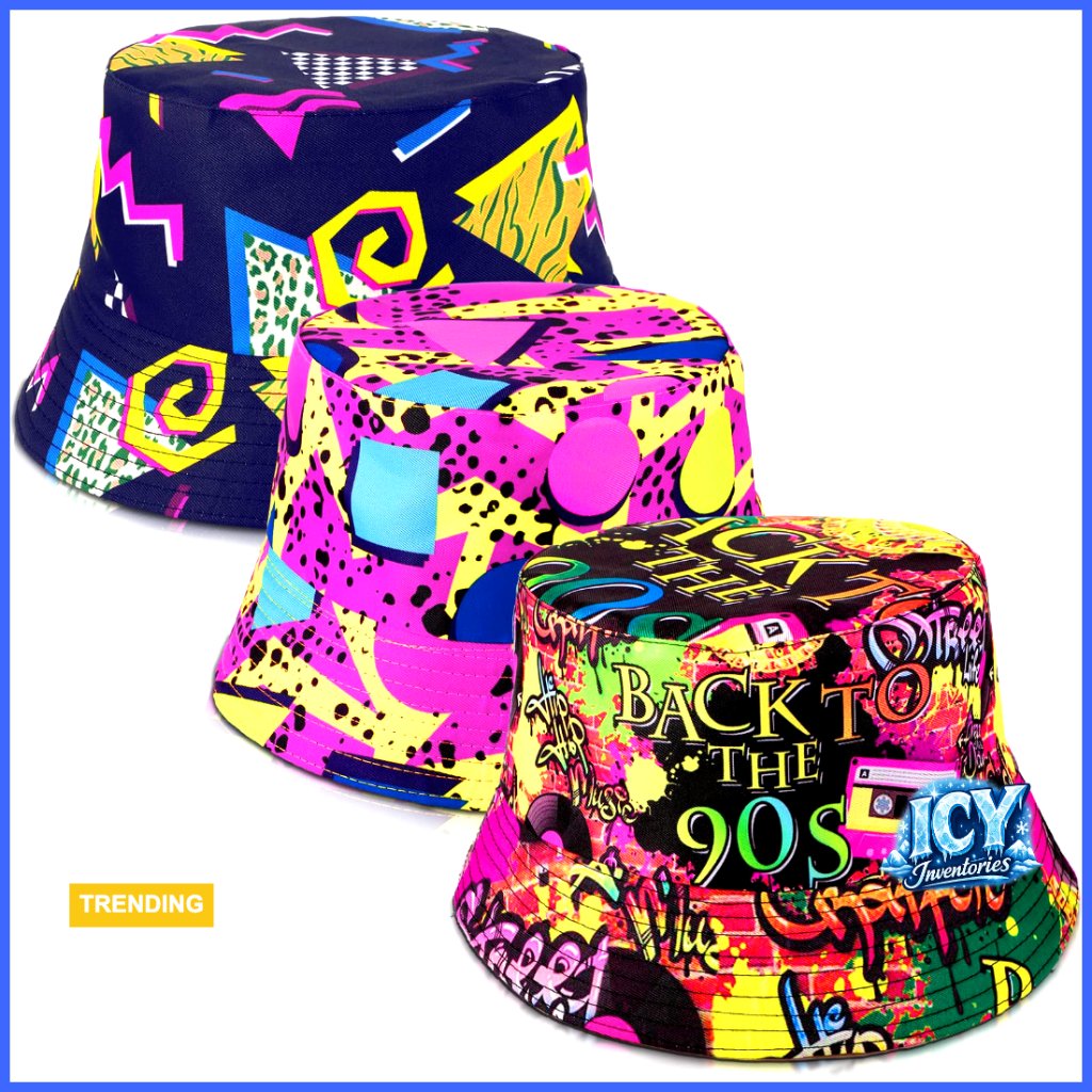 3Pack Retro Bucket Hats One Size Fits Most Polyester Uv Protection